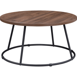 Lorell® Round Coffee Table, 16-3/4" x 31-1/2", Walnut/Black