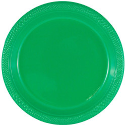 JAM PAPER Round Plastic Party Plates, Medium, 9 inch, Green, 20/Pack