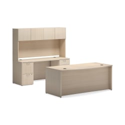 HON Mod Office Suite With Hutch And 2 Support Pedestals, Desert Oak