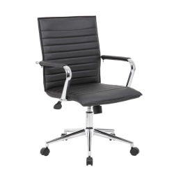 Boss Office Products Sleek Ribbed Vinyl Task Chair, Black