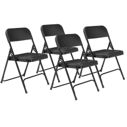 National Public Seating® 800 Series Premium Lightweight Plastic Folding Chairs, Black, Pack Of 4 Chairs