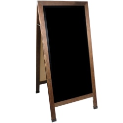 Excello Global Products Double-Sided A-Frame Magnetic Indoor/Outdoor Chalkboard Sign, Porcelain, 59" x 27", Brown Wood Frame