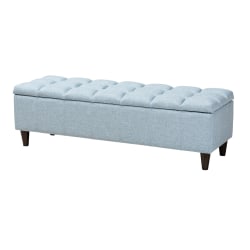 Baxton Studio Mid-Century Modern Upholstered Storage Bench Ottoman, Light Blue