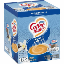 Coffee mate French Vanilla Creamer Singles - French Vanilla Flavor - 0.38 fl oz (11 mL) - 108/Carton