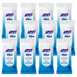 Purell® Hand Sanitizing Wipes, Clean Scent, 20 Wipes Per Flow Pack, Case Of 12 Flow Packs