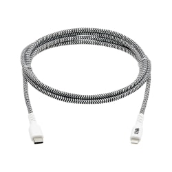 Tripp Lite Heavy-Duty USB-C to C94 Lightning Cable (M/M), 10 ft. - First End: 1 x Type C Male USB - Second End: 1 x Lightning Male Proprietary Connector - 480 Mbit/s - MFI - Nickel Plated Connector - Gold Plated Contact - Black, White