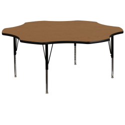 Flash Furniture 60" Flower Thermal Laminate Activity Table With Short Height-Adjustable Legs, Oak
