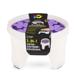 Spunky Pup Elevated Round Feeding Bowl With DUO Lick Pad, Purple