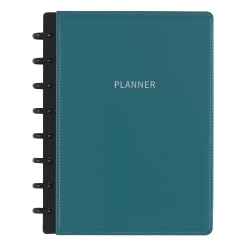 TUL® Discbound Monthly Planner Starter Set, Undated, Junior Size, Leather Cover, Teal