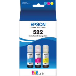 Epson® 522 EcoFit® High-Yield Cyan, Magenta, Yellow Ink Bottles, Pack Of 3, T522520-S
