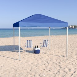 Flash Furniture Outdoor Pop-Up Event Canopy Tent With Carry Bag, 106"H x 116"W x 116"D, Blue