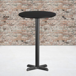 Flash Furniture Laminate Round Table Top With Bar-Height Table Base, 43-1/8"H x 24"W x 24"D, Black