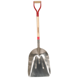 Aluminum Scoop, 19.75 x 15 in W Blade, #12 Western Pattern Ribbed, 31 in L North American Hardwood Steel D-Grip Handle