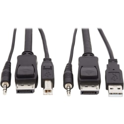 Tripp Lite DisplayPort KVM Cable Kit 3 in 1 4K USB 3.5 mm Audio 3xM/3xM 6ft - 5- Supports up to 3840 x 2160 - Gold Plated Contact - Black
