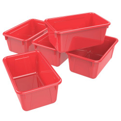 Storex Small Cubby Bins, 5-1/4"H x 8"W x 12-5/16"D, Red, Pack Of 5 Bins