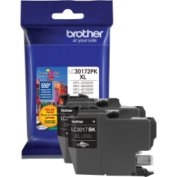 Brother® LC3017 High-Yield Black Ink Cartridges, Pack Of 2, LC30172XL