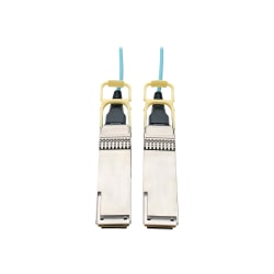 Tripp Lite QSFP28 to QSFP28 Active Optical Cable - 100GbE, AOC, M/M, Aqua, 5 m (16.4 ft.) - First End: 1 x QSFP28 Male Network - Second End: 1 x QSFP28 Male Network - 100 Gbit/s - 50/125 µm - Aqua