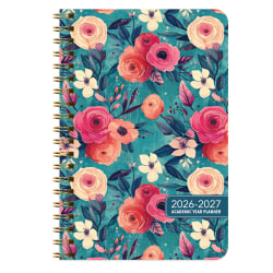2026-2027 Excello Brands 15-Month Weekly/Monthly Academic Year Large Print Planner, 5" x 8", Teal Floral, May To June, Total Qty 1