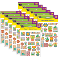 Teacher Created Resources Stickers, Happy Cactus Crew, 120 Per Pack, Set Of 12 Packs