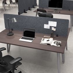 WorkPro® Motiva Desktop Privacy Screen, 18-1/8"H x 70"W x 2"D, Cool Charcoal, Standard Delivery