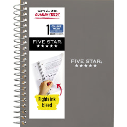 Five Star® Notebook, 1-Subject, 4-3/8" x 7, College Rule, 100 Sheets, Gray