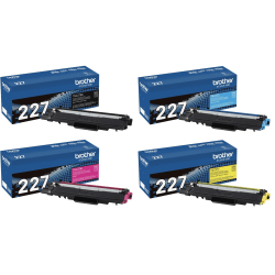 Brother® TN227 High-Yield Black And Cyan, Magenta And Yellow Toner Cartridges, Pack Of 4, TN227SET-OD