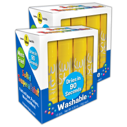 The Pencil Grip Kwik Stix Solid Tempera Paint Sticks, Yellow, 12 Sticks Per Pack, Set Of 2 Packs