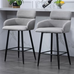 Glamour Home Barker Fabric Tufted Barstools With Backs, Gray/Black, Set Of 2 Stools