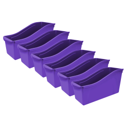 Storex Large Book Bins, 12"H x 5-1/4"W x 7"D, Purple, Pack Of 6 Bins