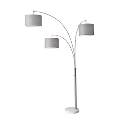 Adesso® Bowery 3-Arm Arc Floor Lamp, 83"H, Gray Shade/White Base