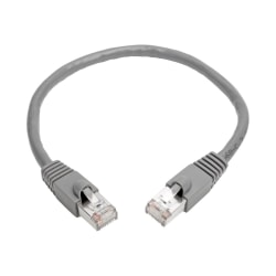Tripp Lite Cat6a Snagless Shielded STP Network Patch Cable 10G Certified, PoE, Gray RJ45 M/M 1ft 1' - Patch Cable - 1 ft - 1 x RJ-45 Male Network - 1 x RJ-45 Male Network - Shielding - Gray