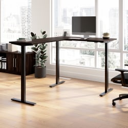 Bush Business Furniture Move 60 Series 60"W Height Adjustable L Shaped Standing Desk, Black Walnut/Black Powder Coat, Standard Delivery