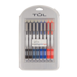 TUL® GL Series Retractable Gel Pens, Medium Point, 0.7 mm, Sliver Barrel, Assorted Standard Inks, Pack Of 8 Pens