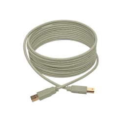 Tripp Lite 15ft USB 2.0 Hi-Speed A/B Cable M/M 28/24 AWG 480 Mbps Beige 15' - 60 MB/s - 15.09ft - 1 x Type A Male USB - 1 x Type B Male USB - Gold-plated Contacts, Nickel Plated, Gold Plated - Shielding - Beige