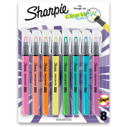 Sharpie Highlighter, Clear View Highlighter with See-Through Chisel Tip, Stick Highlighter, Assorted, 8 Count