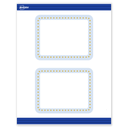 Avery® Print-To-The-Edge Postcards With Sure Feed® Technology, S00-DMG-PRMWC10, Rectangle Rounded Corners, 4-1/4" x 5-1/2", Matte White, Preprinted Blue Border with Gold Dots Design, Pack Of 20