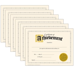 Trend Classic Certificates, 8-1/2" x 11", Certificate Of Achievement, 30 Certificates Per Pack, Set Of 6 Packs