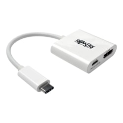 Tripp Lite USB C to HDMI Video Adapter Converter 4Kx2K w/ USB-C PD Charging Port, USB-C to HDMI, USB Type-C to HDMI, USB Type C to HDMI 6in - External video adapter - USB-C 3.1 - HDMI - white