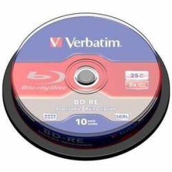 Verbatim BD-RE 25GB 2X with Branded Surface - 10pk Spindle Box - 25GB - 10pk Spindle