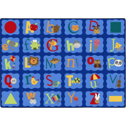 Joy Carpets Kid Essentials Rectangular Area Rug, Alphabet Blues, 7-2/3' x 10-3/4', Multicolor