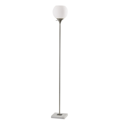 Adesso® Fiona Torchiere, 71"H, White Opal Shade/Brushed Steel And White Marble Base