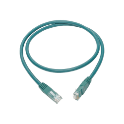 Tripp Lite 3ft Cat6 Gigabit Molded Patch Cable RJ45 M/M 550MHz 24 AWG Green - 128 MB/s - Patch Cable - 3 ft - 1 x RJ-45 Male Network - 1 x RJ-45 Male Network - Gold-plated Contacts - Green