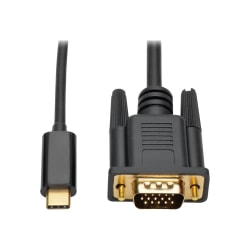 Tripp Lite USB C to VGA Adapter Cable Converter 1080p M/M USB Type C to VGA, USB-C, USB Type-C 3ft 3' - External video adapter - USB-C 3.1 - D-Sub - black
