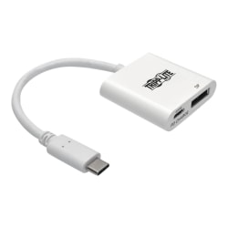 Tripp Lite USB C to DisplayPort Video Adapter Converter w/ USB-C PD Charging Port, USB Type C to DP, USB-C, USB Type-C 6in - External video adapter - USB-C 3.1 - DisplayPort - white