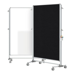 Ghent Nexus Partition Double-Sided Mobile Magnetic Whiteboard/Bulletin Board, 65" x 46 1/4", Black Fabric/Silver Aluminum Frame