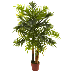 Nearly Natural Real Touch 4'H Artificial Areca Palm Tree With Pot, Green/Brown