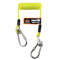 Ergodyne Squids® 3130S Coiled Cable Lanyards, 2 Lb, 6-1/2", Lime, Pack Of 6 Lanyards