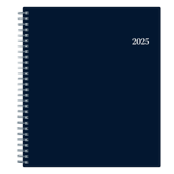 2025 Blue Sky Monthly Planning Calendar, 8" x 10", Passages/Solid Navy, January To December