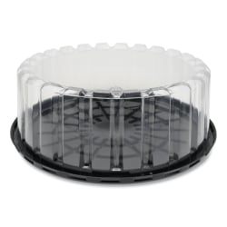 Pactiv Evergreen Plastic Cake Containers, 3-3/8"H x 9"W x 3"D, Clear/Black, Carton Of 90 Containers