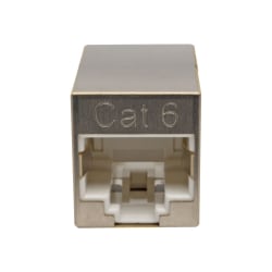 Tripp Lite Cat6 Straight-Through Modular Shielded Compact In-Line Coupler (RJ45 F/F), TAA - Network coupler - TAA Compliant - RJ-45 (F) to RJ-45 (F) - shielded - CAT 6 - silver